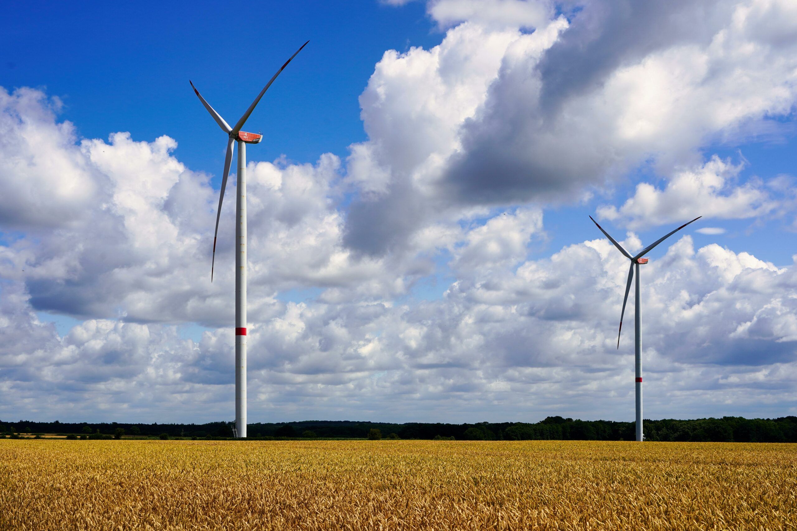 Aerogeneradores en campo abierto como ejemplo de energía renovable integrada a modelos de economía circular y desarrollo sostenible